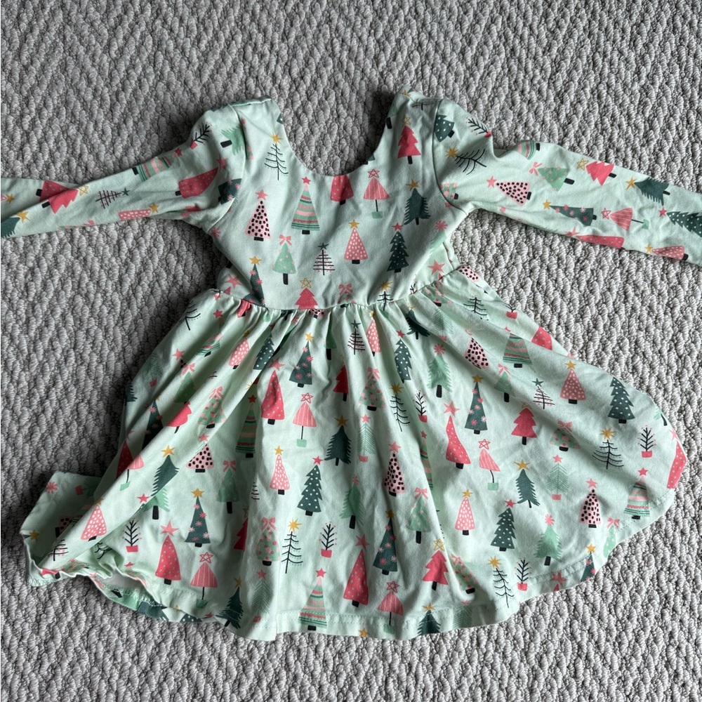 Baby holiday Dress with Tree Print